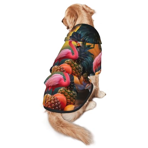 Hunde-Kapuzenpullover mit rotem Flamingo-Ananas-Motiv für mittelgroße und große Hunde, warmes, weiches Haustier-Sweatshirt, leicht zu tragender Pullover Hunde-Kapuzenpullover mit rotem Flamingo-Ananas-Motiv für mittelgroße und große Hunde, warmes, weiches Haustier-Sweatshirt, leicht zu tragender Pullover von nanger
