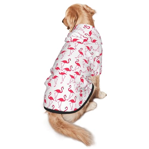 Hunde-Kapuzenpullover mit rotem Flamingo-Muster für mittelgroße und große Hunde, warmes, weiches Haustier-Sweatshirt, leicht zu tragender Pullover von nanger