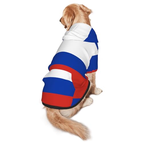 Hunde-Kapuzenpullover mit russischer Flagge, für mittelgroße und große Hunde, warmes, weiches Haustier-Sweatshirt, leicht zu tragender Pullover von nanger