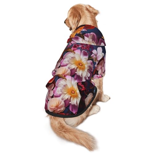 Hunde-Kapuzenpullover mit schönen Blumen für mittelgroße und große Hunde, warmes, weiches Haustier-Sweatshirt, leicht zu tragender Pullover von nanger