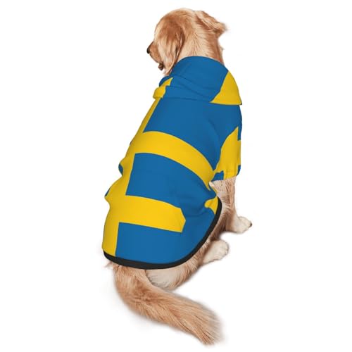 Hunde-Kapuzenpullover mit schwedischer Flagge, für mittelgroße und große Hunde, warmes, weiches Haustier-Sweatshirt, leicht zu tragender Pullover von nanger
