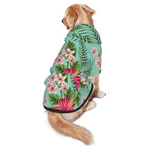 Hunde-Kapuzenpullover mit tropischen Blättern und Blumen, für mittelgroße und große Hunde, warmes, weiches Haustier-Sweatshirt, leicht zu tragender Pullover Hunde-Kapuzenpullover mit tropischen Blättern und Blumen, für mittelgroße und große Hunde, warmes, weiches Haustier-Sweatshirt, leicht zu tragender Pullover von nanger