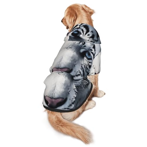 Hunde-Kapuzenpullover mit weißem Tiger, für mittelgroße und große Hunde, warmes, weiches Haustier-Sweatshirt, leicht zu tragender Pullover Hunde-Kapuzenpullover mit weißem Tiger, für mittelgroße und große Hunde, warmes, weiches Haustier-Sweatshirt, leicht zu tragender Pullover von nanger