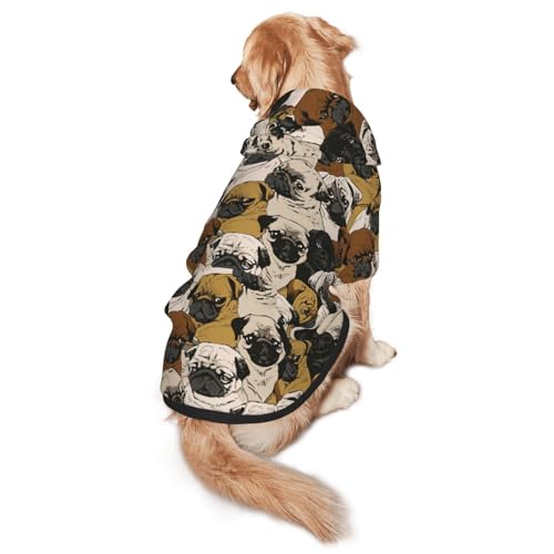 Imagen De Pug Hunde-Kapuzenpullover für mittelgroße und große Hunde, warmes, weiches Haustier-Sweatshirt, leicht zu tragende Pullover von nanger