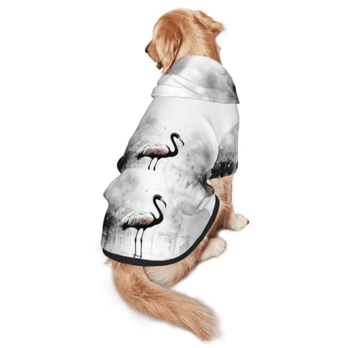Ink Flamingos Hunde-Kapuzenpullover für mittelgroße und große Hunde, warmes, weiches Haustier-Sweatshirt, leicht zu tragender Pullover Ink Flamingos Hunde-Kapuzenpullover für mittelgroße und große Hunde, warmes, weiches Haustier-Sweatshirt, leicht zu tragender Pullover von nanger