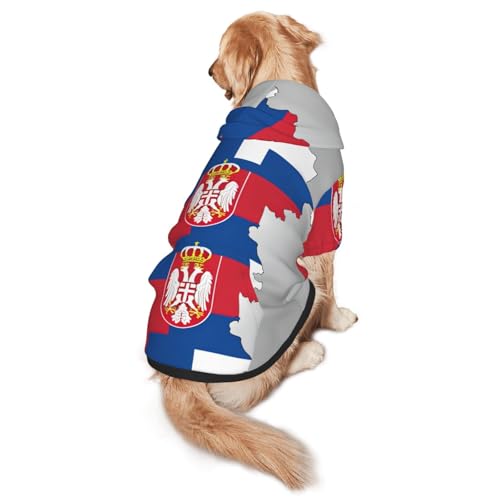 Kapuzenpullover für mittelgroße und große Hunde, Motiv: Serbien, flache Flagge, warm, weich, leicht zu tragender Pullover von nanger