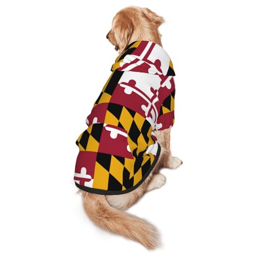 Maryland Hunde-Kapuzenpullover mit Staatsflagge für mittelgroße und große Hunde, warmes, weiches Haustier-Sweatshirt, leicht zu tragender Pullover von nanger