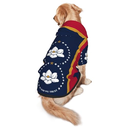 Mississippi Hunde-Kapuzenpullover mit Staatsflagge, für mittelgroße und große Hunde, warmes, weiches Haustier-Sweatshirt, leicht zu tragender Pullover Mississippi Hunde-Kapuzenpullover mit Staatsflagge, für mittelgroße und große Hunde, warmes, weiches Haustier-Sweatshirt, leicht zu tragender Pullover von nanger
