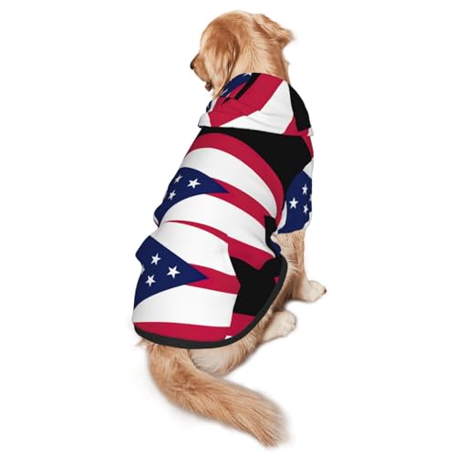 Ohio State Flag Hunde-Kapuzenpullover für mittelgroße und große Hunde, warmes, weiches Haustier-Sweatshirt, leicht zu tragender Pullover von nanger