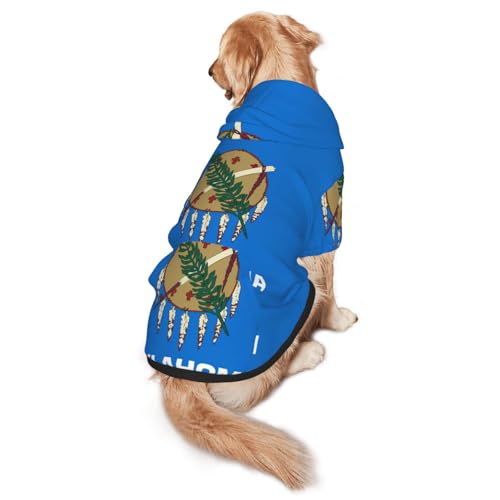 Oklahoma Hunde-Kapuzenpullover mit Staatsflagge, für mittelgroße und große Hunde, warmes, weiches Haustier-Sweatshirt, leicht zu tragender Pullover von nanger