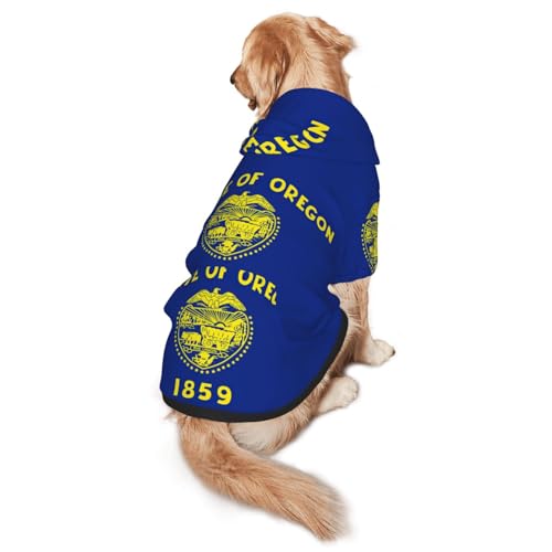 Oregon Hunde-Kapuzenpullover mit Staatsflagge, für mittelgroße und große Hunde, warmes, weiches Haustier-Sweatshirt, leicht zu tragender Pullover von nanger