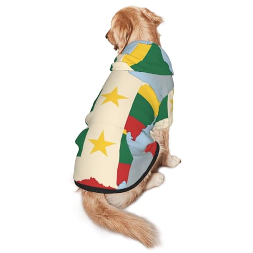 Senegal-Flaggen-Karte mit gelbem Stern, Hunde-Kapuzenpullover für mittelgroße und große Hunde, warmes, weiches Haustier-Sweatshirt, leicht zu tragender Pullover von nanger