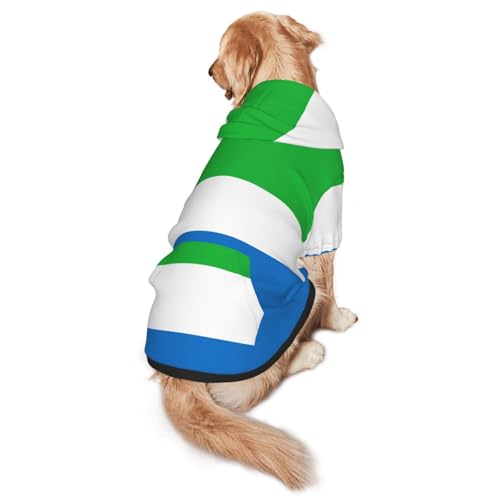 Sierra Leone Hunde-Kapuzenpullover mit Flagge, für mittelgroße und große Hunde, warmes, weiches Haustier-Sweatshirt, leicht zu tragender Pullover von nanger