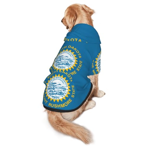 South Dakota Hunde-Kapuzenpullover mit Flagge, für mittelgroße und große Hunde, warmes, weiches Haustier-Sweatshirt, leicht zu tragender Pullover von nanger