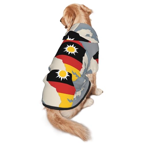 Timor-Leste Lageplan mit Sonnen-Hunde-Kapuzenpullover für mittelgroße und große Hunde, warmes, weiches Haustier-Sweatshirt, leicht zu tragender Pullover von nanger