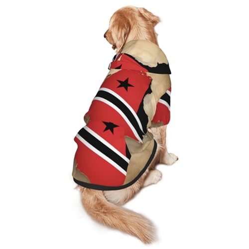 Trinidad und Tobago Hunde-Kapuzenpullover mit Flaggenkarte für mittelgroße und große Hunde, warmes, weiches Haustier-Sweatshirt, leicht zu tragender Pullover von nanger