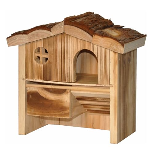 Nagerhaus Mäusehaus Zwerghamsterhaus Kleintierhaus 18 x 9 x 17 cm, Holz, naturliches Rindenholz von nanook