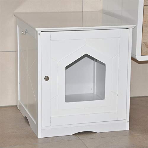 nanook Design Katzenhaus für Katzentoilette - weiß - Holz - 48x53x51 cm - Katzenklo Katzenschrank von nanook