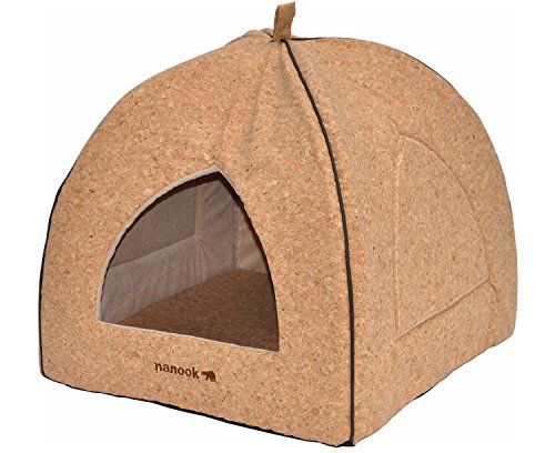 Hundehöhle Katzenhöhle Amira - nanook Kork Design - faltbar - braun -mit Liegekissen - 55 x 52 cm von nanook