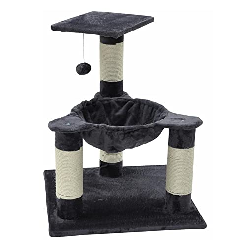 nanook Kratzbaum Katzenbaum klein Peppy - XXL Liegemulde - großer Sitzplatz - 4 Kratzstämme Ø 9 cm - grau - 80 x 62 x 62 cm von nanook
