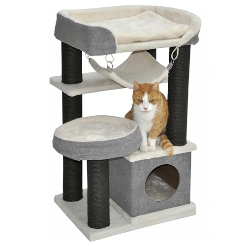nanook Kratzbaum Katzenkratzbaum - extragroße Liegefläche - gemütliche Kuschelhöhle - Schwarze Kratzstämme - 90 x 49 x 40 cm - grau beige nanook Kratzbaum Katzenkratzbaum - extragroße Liegefläche - gemütliche Kuschelhöhle - Schwarze Kratzstämme - 90 x 49 x 40 cm - grau beige von nanook
