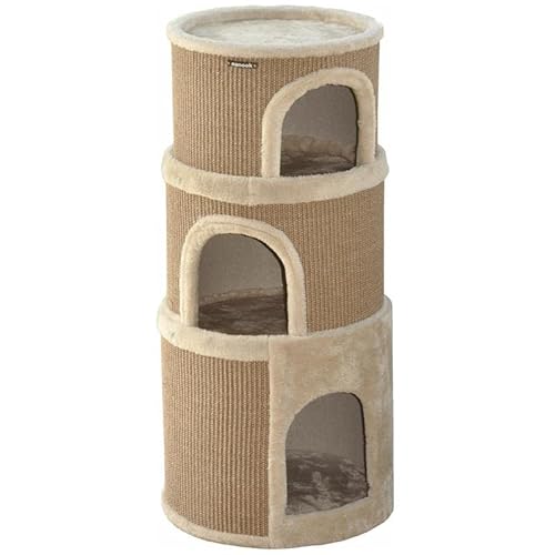 nanook Kratztonne, Höhe 89 cm, 3-teilig, Spieltonne für Katzen, 3 Ebenen, Kratzbaum, Kratzturm aus Sisal, braun/beige von nanook