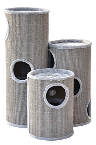 nanook Kratztonne Kratzbaum Condo mit Spielball, Sisal Plüsch, grau 70 cm von nanook