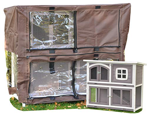 nanook Schutzhülle Wetterschutz Cover für Kaninchenstall Hasenstall Murmel, 115 x 52 x 104 cm - Farbe: braun, schwarz von nanook