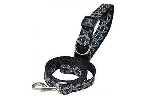 Halsband und Leine Set für Hunde reflektierend, verstellbar, kleine bis große Hunde, Material: Nylon - Farbe: grau Halsband und Leine Set für Hunde reflektierend, verstellbar, kleine bis große Hunde, Material: Nylon - Farbe: grau von nanook