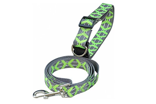 Halsband und Leine Set für Hunde reflektierend, verstellbar, kleine bis große Hunde, Material: Nylon - Farbe: grün von nanook