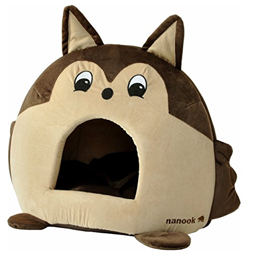 nanook "Sweety - Hundehöhle Katzenhöhle - mit großem Kissen, wasserabweisend, rutschfest - Motiv: Eichhörnchen - Größe L (42 x 42 x 36 cm) von nanook