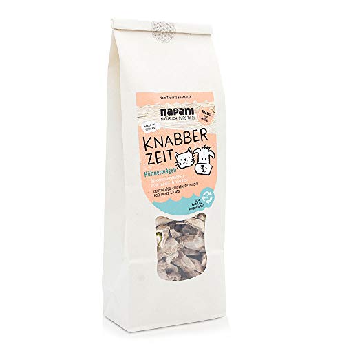 Knabber Zeit: Gefriergetrocknete Belohnungshappen für Hund & Katze (Hühnermägen, 150g) von napani