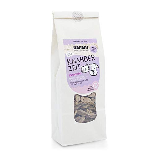 Knabber Zeit: Getrocknete Belohnungshappen für Hund & Katze (Hühnerleber, 150g) von napani