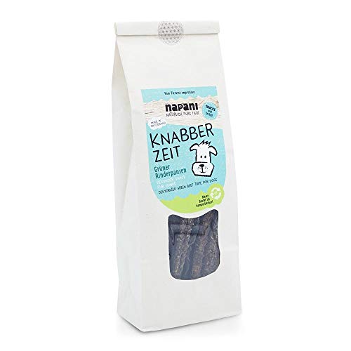 Knabber Zeit: Getrocknete Belohnungshappen für Hund & Katze (grüner Rinderpansen, 200g) von napani