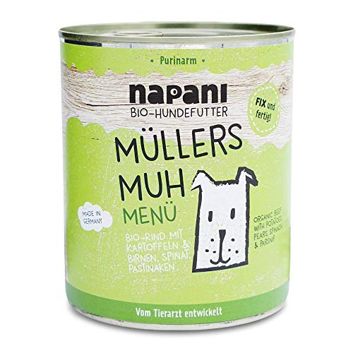 napani - Premium Hundefutter nass, Bio Nassfutter für Hunde, Müllers MUH mit Rind & Kartoffeln, purinarm, schonend gegart, ohne Zusatzstoffe, 1 x 800g napani - Premium Hundefutter nass, Bio Nassfutter für Hunde, Müllers MUH mit Rind & Kartoffeln, purinarm, schonend gegart, ohne Zusatzstoffe, 1 x 800g von napani