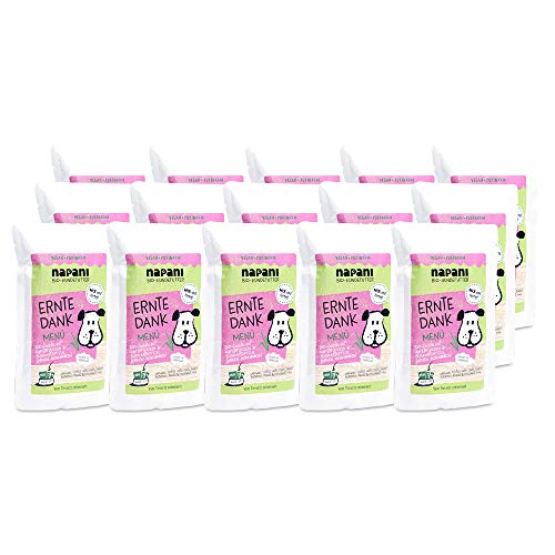 Veganes Bio Hundefutter Ernte Dank mit Linsen & Haferflocken - Hunde Nassfutter im Menü 14 x 150g Probierpaket - Premium Hundefutter aus Bayern von napani