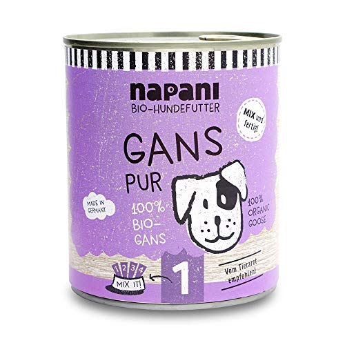 napani - Bio Hundefutter, 100% Bio Gans, Premium Hundefutter nass, glutenfrei, getreidefrei, ohne Zusätze, regional & schonend dampfgegart, 1 x 800g napani - Bio Hundefutter, 100% Bio Gans, Premium Hundefutter nass, glutenfrei, getreidefrei, ohne Zusätze, regional & schonend dampfgegart, 1 x 800g von napani