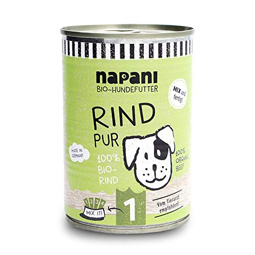 Bio Hundefutter Rind (400g), glutenfreies, getreidefreies Nassfutter aus der Dose von napani