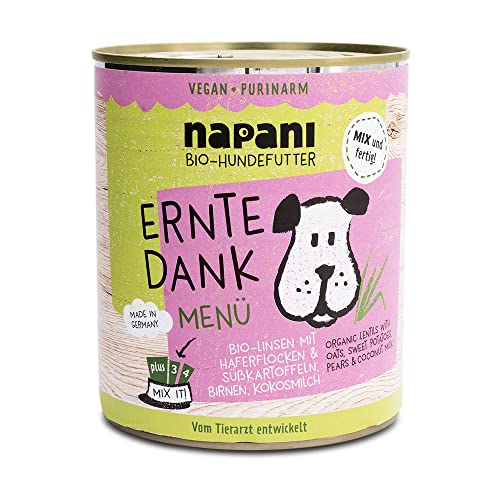 napani - Ernte Dank - Veganes Hundefutter nass, Bio Hundefutter mit Linsen & Haferflocken, Hunde Nassfutter, purinarm & schonend gegart, 12 x 400g napani - Ernte Dank - Veganes Hundefutter nass, Bio Hundefutter mit Linsen & Haferflocken, Hunde Nassfutter, purinarm & schonend gegart, 12 x 400g von napani