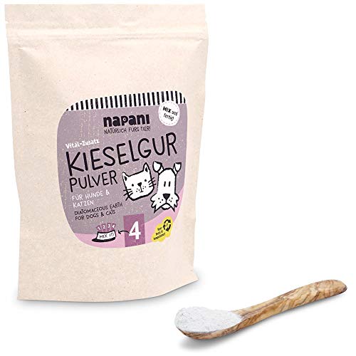 napani Kieselgur-Pulver für Hunde & Katzen, 100% rein, Unterstützung von Stoffwechsel & die Gesunderhaltung von Haut, Fell, Nägeln, Knochen und Gelenken, Ergänzungsfuttermittel für Hunde, 1 x 450g von napani