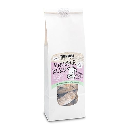 napani Knusper-Keks - vegane Hundeleckerli, Hundekekse aus Bio-Karotten, Bio-Leinsamen & Bio-Kokosöl, lecker & ohne künstliche Zusätze, Hand gefertigt, hauseigene Rezeptur aus Bayern, 1 x 200g von napani