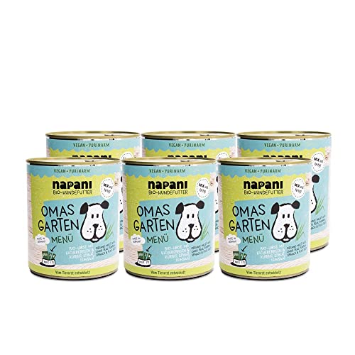 napani - Omas Garten - Veganes Hundefutter nass, Bio Hundefutter mit Hirse & Kichererbsen, Hunde Nassfutter, purinarm & schonend gegart, 6 x 800g napani - Omas Garten - Veganes Hundefutter nass, Bio Hundefutter mit Hirse & Kichererbsen, Hunde Nassfutter, purinarm & schonend gegart, 6 x 800g von napani
