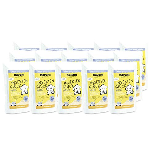 napani - Premium Hundefutter Insektenprotein, Hundenassfutter, schonend gegart, hypoallergen, getreidefrei, kohlenhydratarm, Bio-Brokkoli, Bio-Aprikosen, Bio-Kokosflocken, 15 x 150g von napani