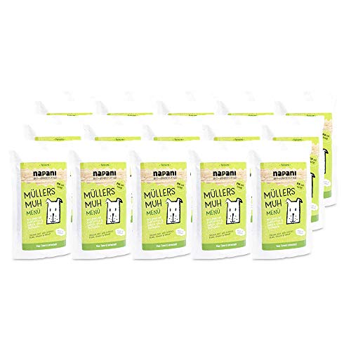 napani - Premium Hundefutter nass, Bio Nassfutter für Hunde, Müllers MUH mit Rind & Kartoffeln, purinarm, schonend gegart, ohne Zusatzstoffe, 15 x 150g von napani