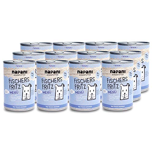 napani - Premium Hundefutter nass, Bio Nassfutter für Hunde, Fischers Fritz mit Lachs aus Wildfang & Quinoa, purinarm, schonend gegart, ohne Zusatzstoffe, 12 x 400g napani - Premium Hundefutter nass, Bio Nassfutter für Hunde, Fischers Fritz mit Lachs aus Wildfang & Quinoa, purinarm, schonend gegart, ohne Zusatzstoffe, 12 x 400g von napani