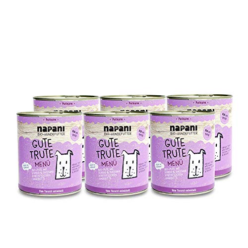 Purinarmes Bio Hundefutter Gute Trute mit Pute & Kürbis - Hunde Nassfutter im Menü 6 x 800g Dosenfutter - Premium Hundefutter aus Bayern von napani