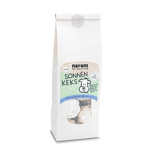 napani Sonnen-Keks - vegane Hundeleckerli, Hundekekse aus Bio-Naturreis, Bio-Zucchini & Bio-Kokosöl, lecker & ohne künstliche Zusätze, Hand gefertigt, hauseigene Rezeptur aus Bayern, 1 x 200g von napani
