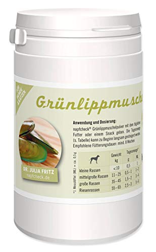 napfcheck Grünlippmuschel Pulver - Futterergänzung bei Gelenkproblemen – für Hunde und Katzen - 125 g von napfcheck