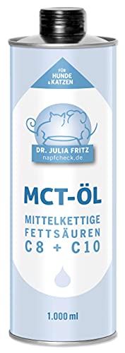 napfcheck MCT Öl - mittelkettige Fettsäuren C8 und C10 - für Hunde und Katzen - 1000 ml von napfcheck