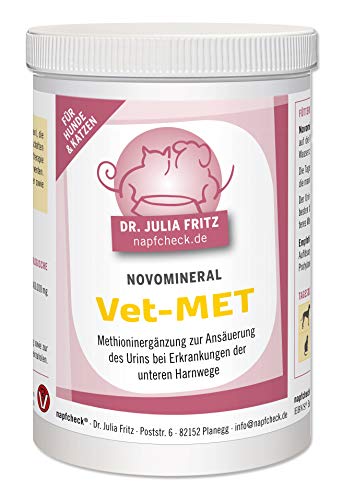 napfcheck Novomineral Vet-MET - Methionin mit Cranberry und Hagebutte zur Ansäuerung des Urins für Hunde und Katzen - 200 g von napfcheck